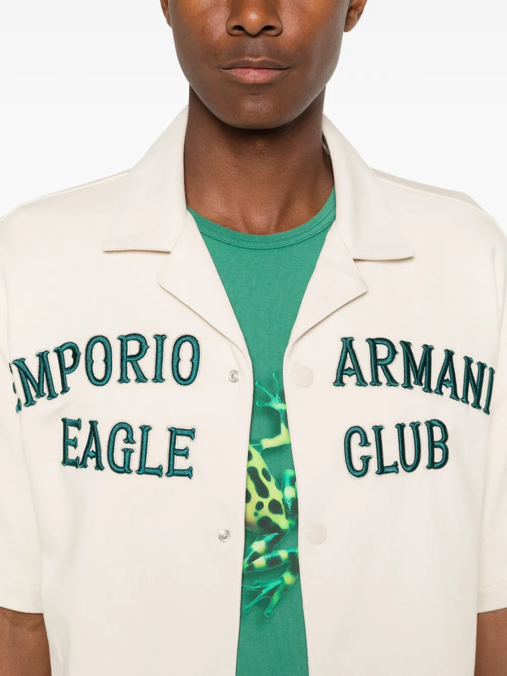 Emporio Armani Overhemd met geborduurd logo Beige
