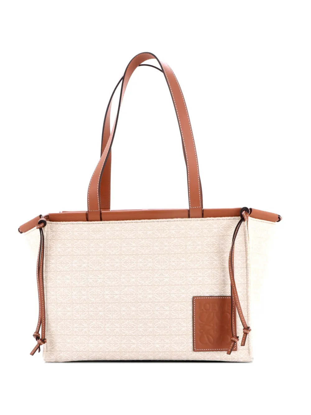 Loewe Pre-Owned Cushion Anagram Canvas with Leather Small tote bag - Marrone