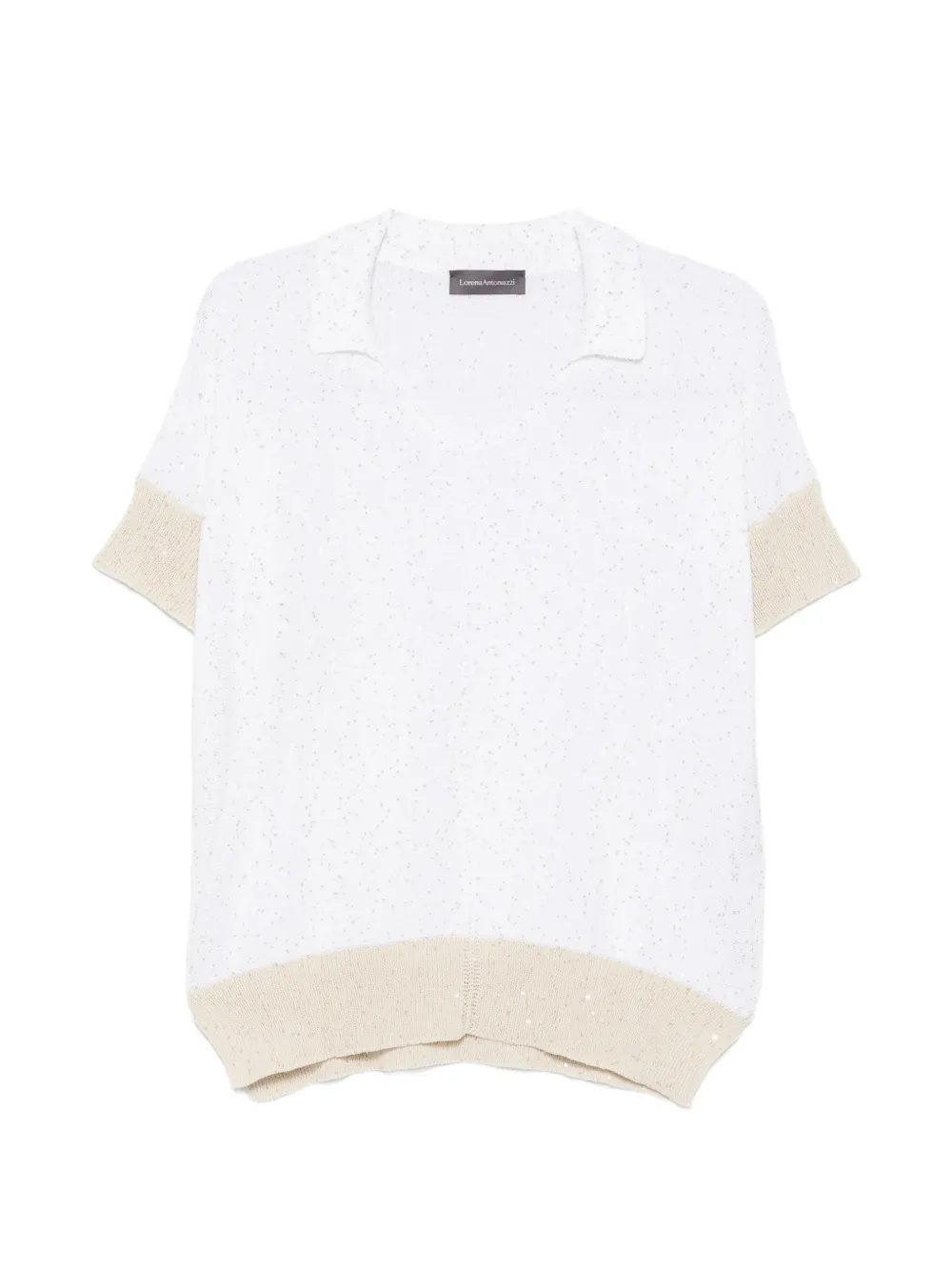 Lorena Antoniazzi sequin-embellished V-neck sweater - White