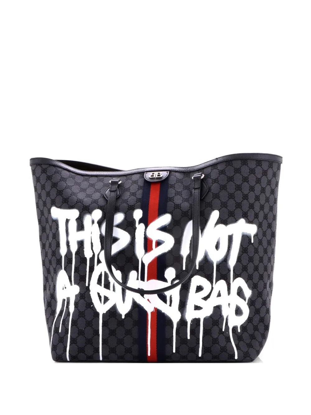 Balenciaga Pre-Owned x Gucci The Hacker Project Graffiti BB Canvas Large tote bag - Nero