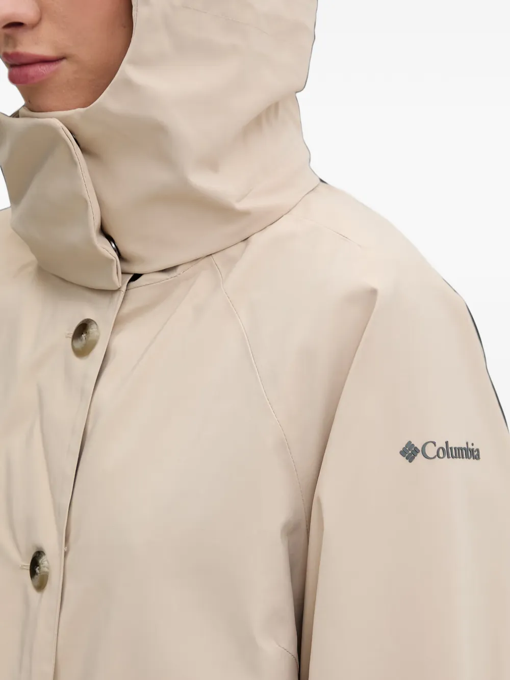 Columbia Amaze regenjas met capuchon en knopen Beige