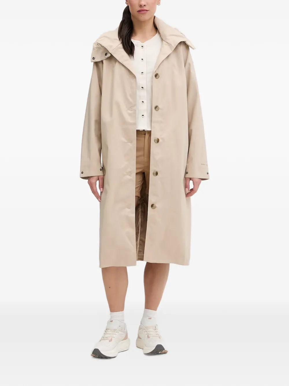 Columbia Amaze regenjas met capuchon en knopen Beige