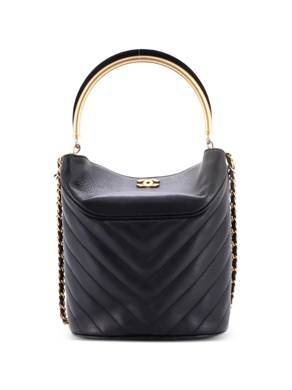 CHANEL Pre-Owned Handle with Chic Chevron Lambskin bucket bag - Nero