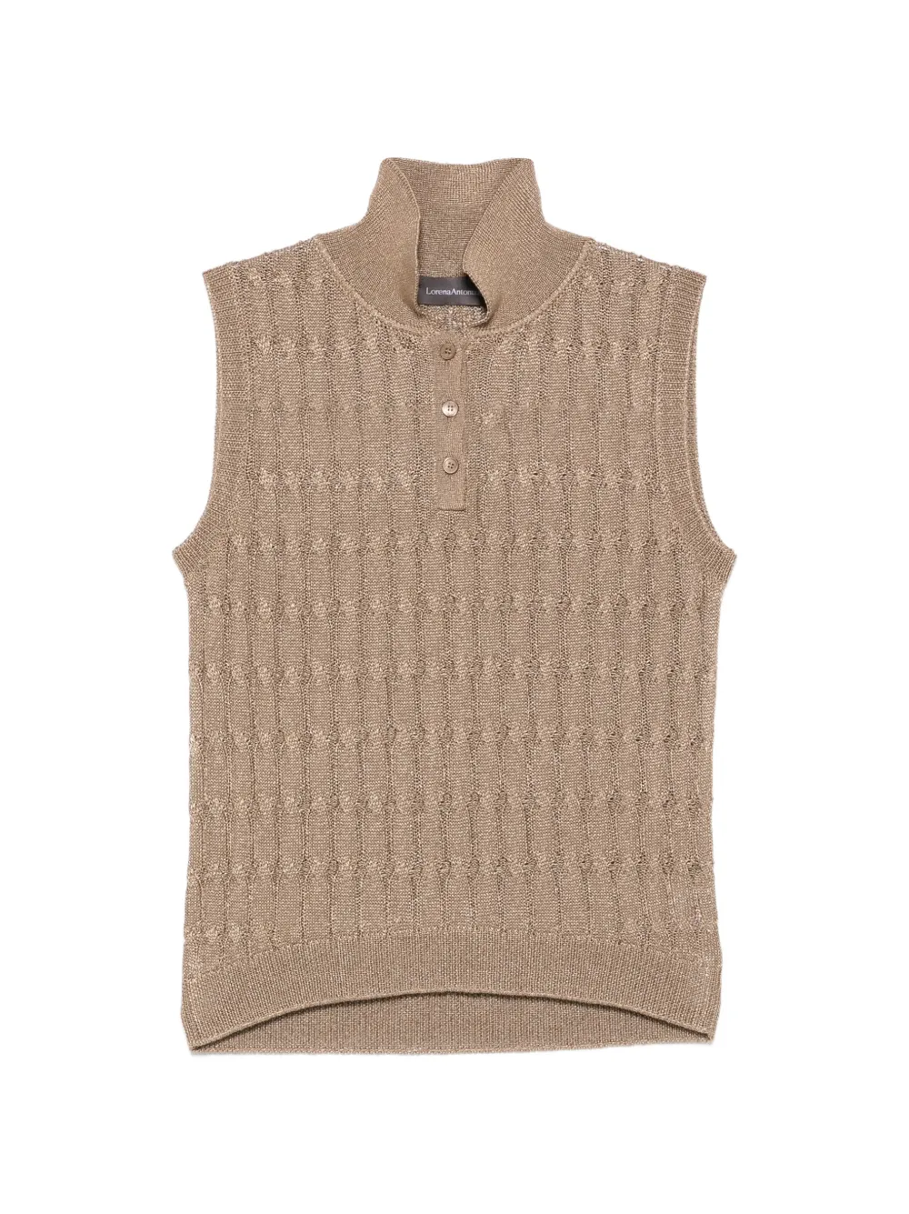 Lorena Antoniazzi cable-knit sleeveless polo top - Marrone