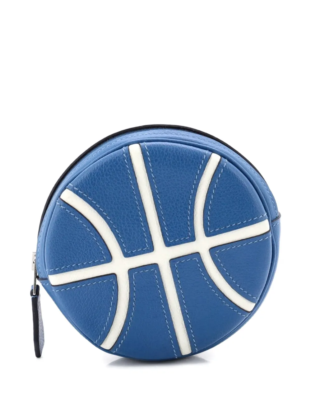 Pre-owned Hermes Basketball Change Purse Leather Pouch In Blue
