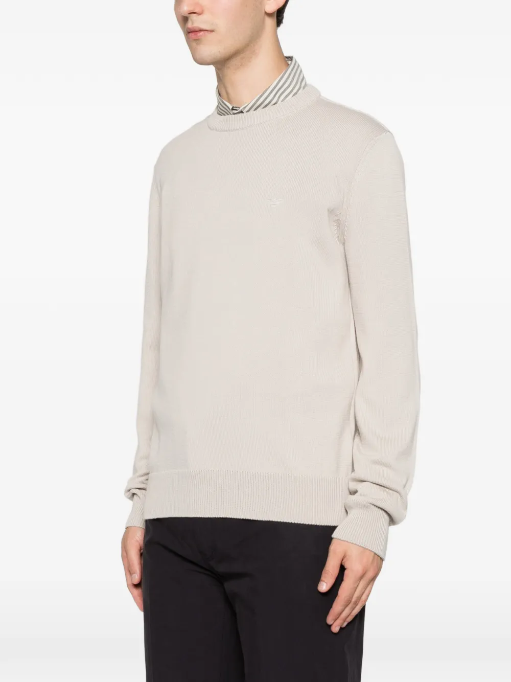 Emporio Armani Trui met geborduurd logo en ronde hals Beige