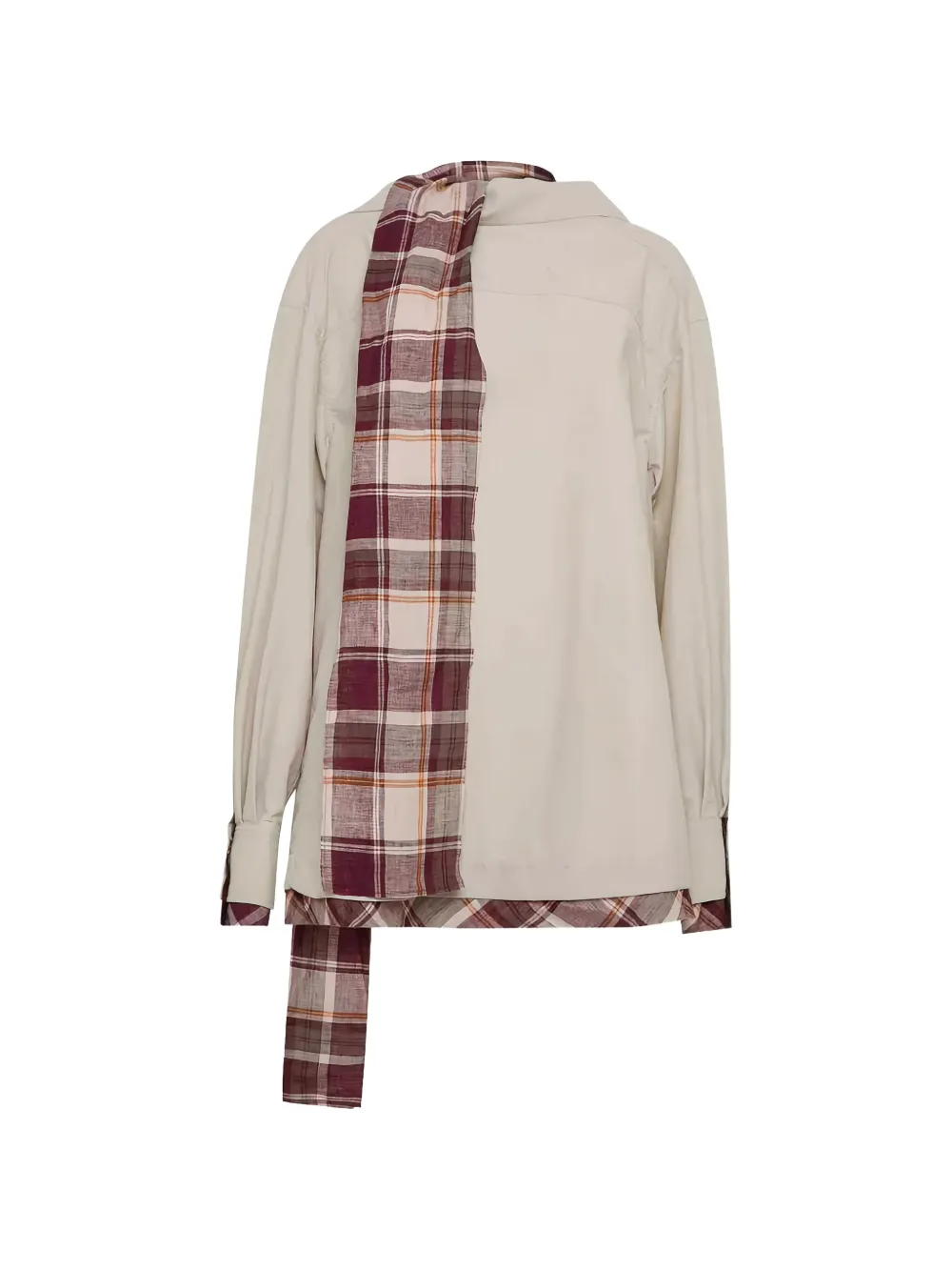  Marbell Camisa Hailey Con Panel A Cuadros - Neutro 