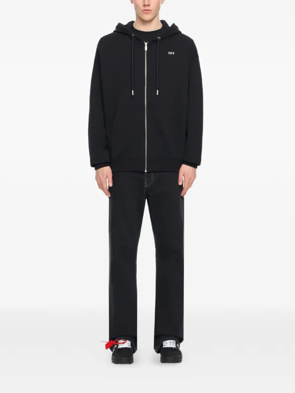 Off-White ジップアップパーカー ブラック Off-White プリント ジップアップ パーカー | ブラック | FARFETCH JP