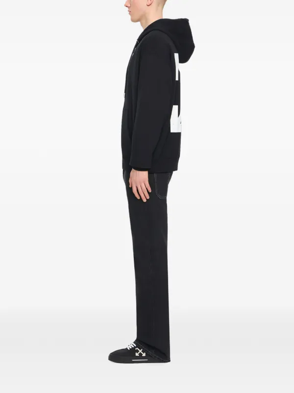 Off-White プリント ジップアップ パーカー | ブラック | FARFETCH JP