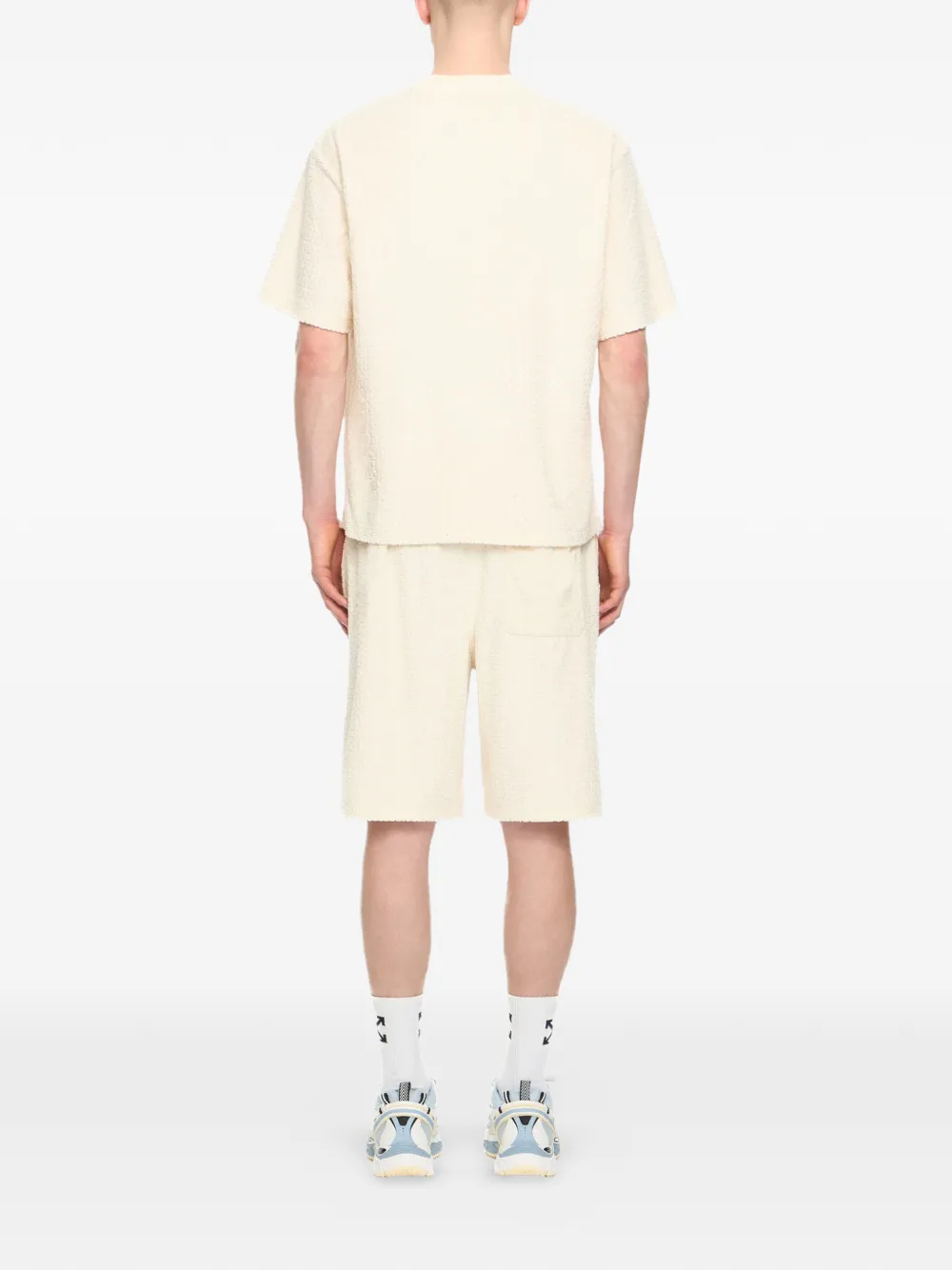 Off-White Badstof shorts met trekkoordtaille Beige