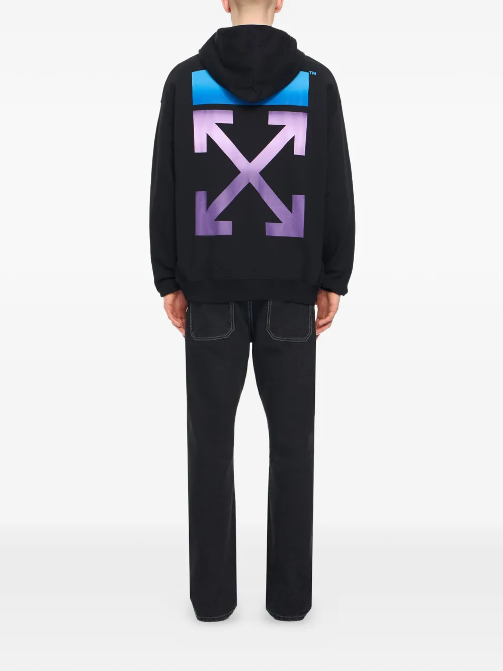 Off-White Hoodie met logo en rits Zwart