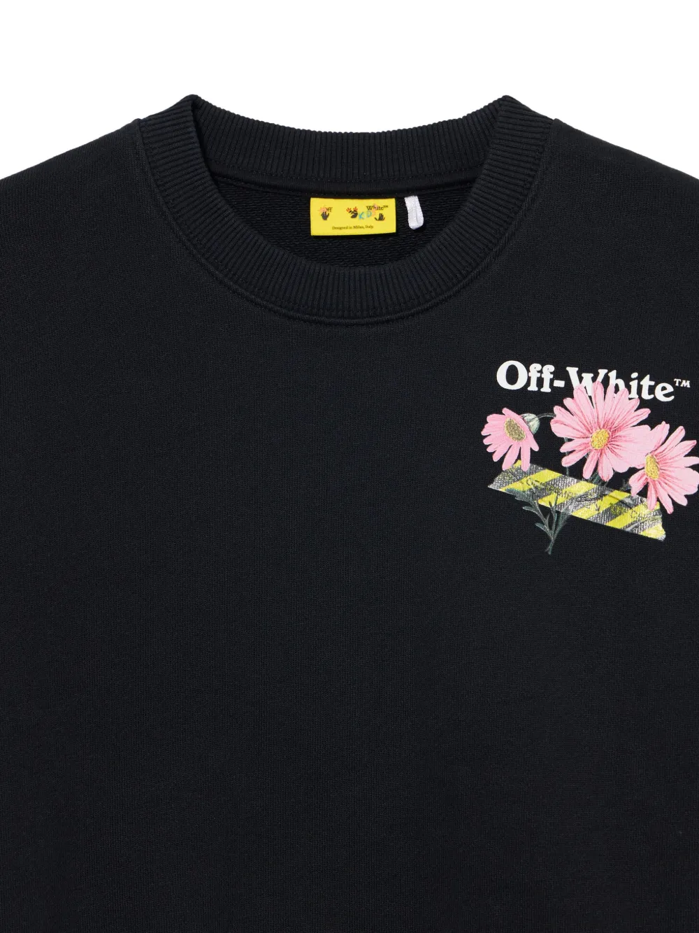 Off-White Kids Sweater met ronde hals en madeliefjes-print Zwart
