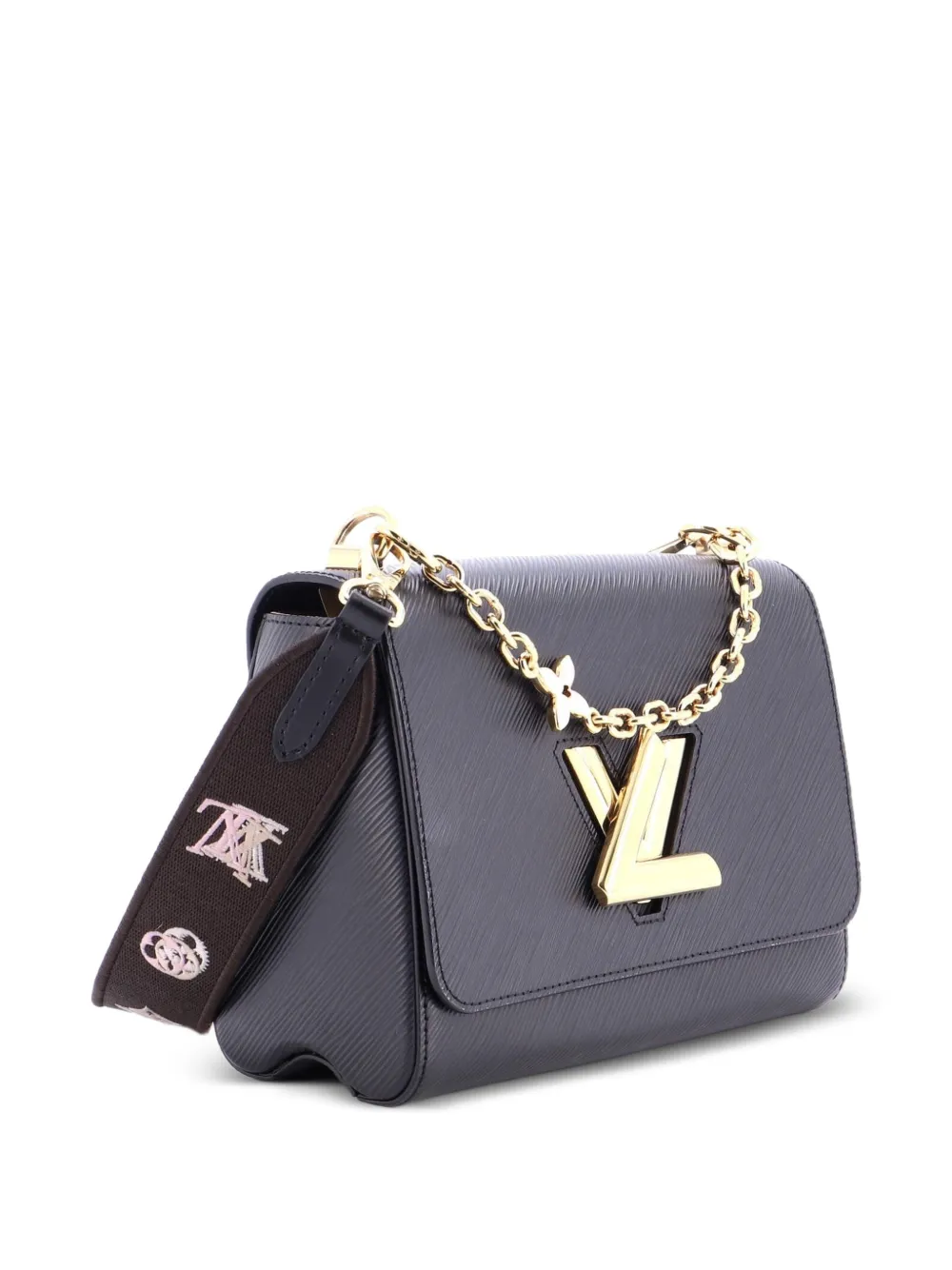  Louis Vuitton Pre-owned Bolso De Hombro Twist Mm De Piel épi Convertible Con Aplique Floral Y Cadena - Negro 