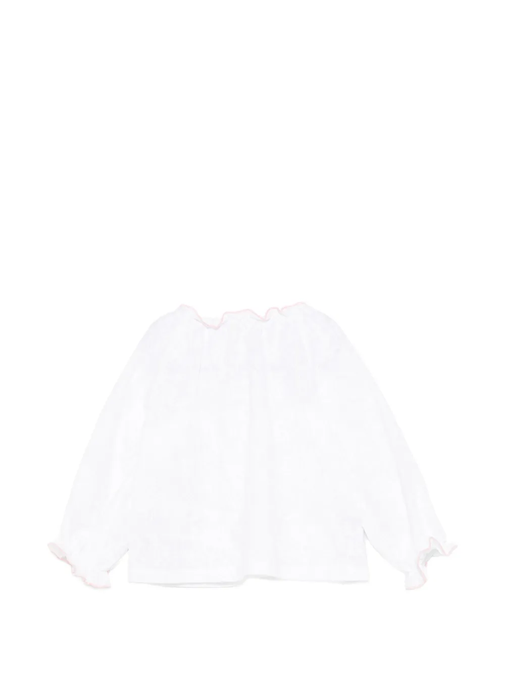 Douuod Kids Shirt met ruches en bloemen-jacquard Wit