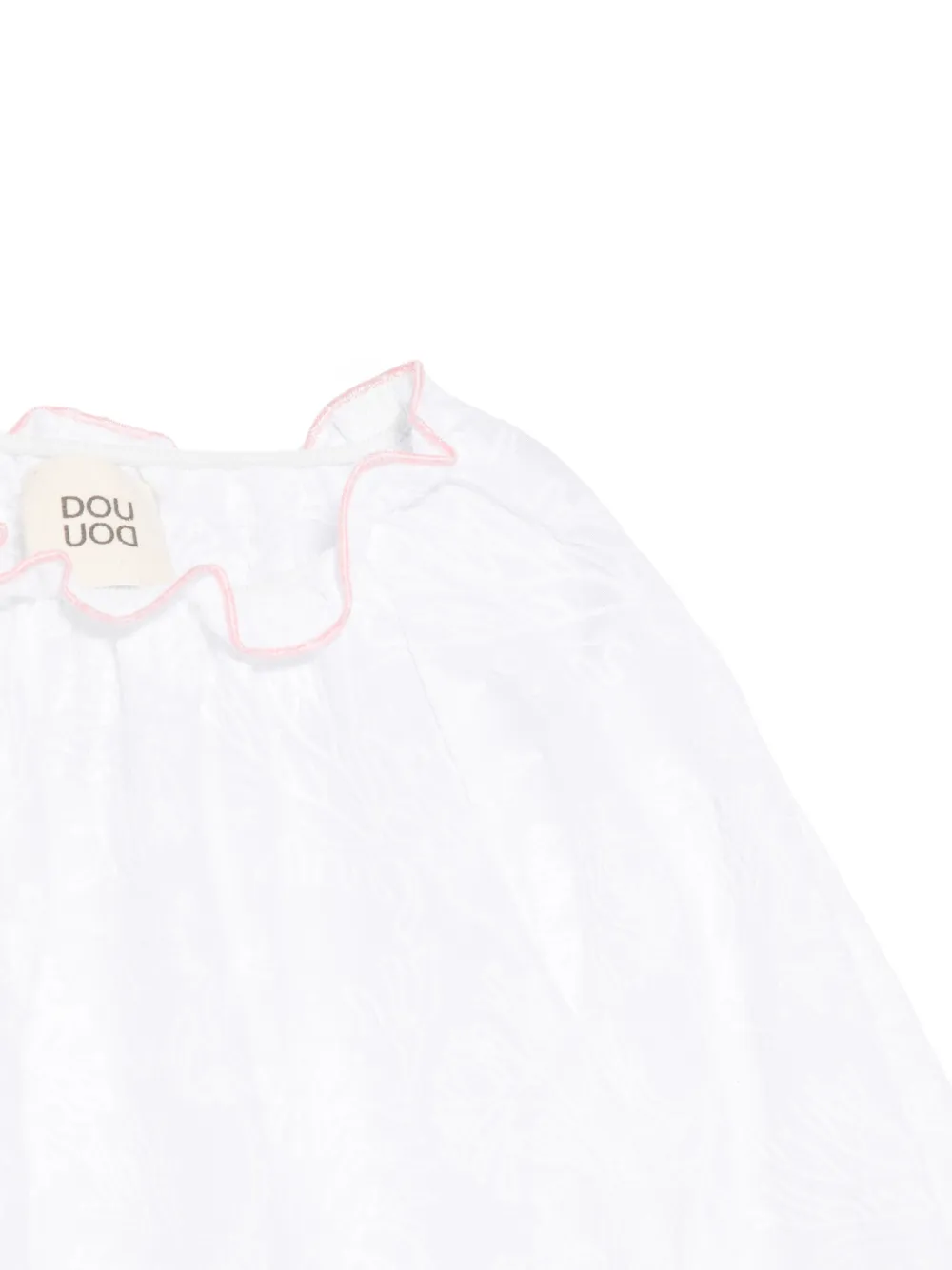 Douuod Kids Shirt met ruches en bloemen-jacquard Wit