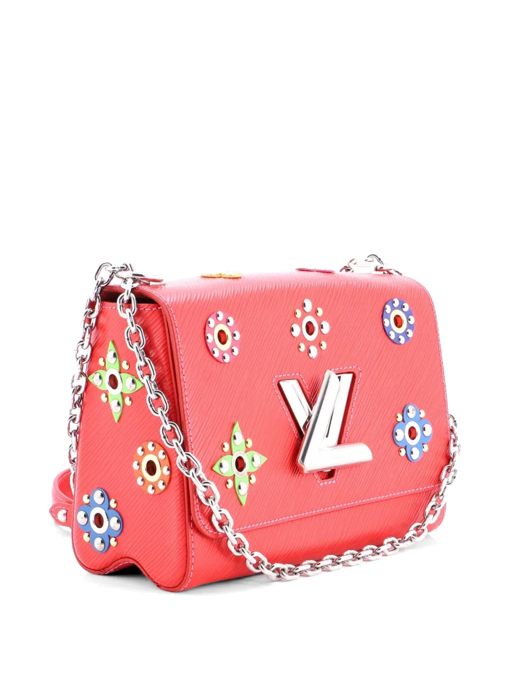  Louis Vuitton Pre-owned Borsa A Tracolla Twist Handbag Limited Edition Flower Embellished Epi Leather Mm - Rosso 