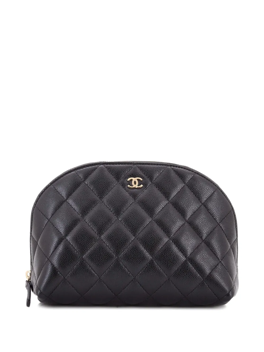 CHANEL Pre-Owned CC Dome Cosmetic Case Quilted Caviar Small pouch - Nero