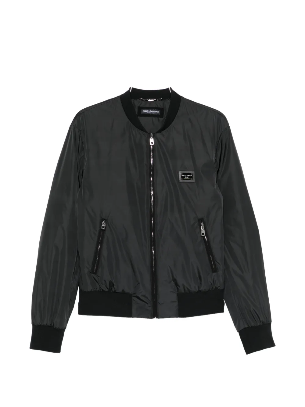 Dolce & Gabbana logo-plaque bomber jacket - Nero