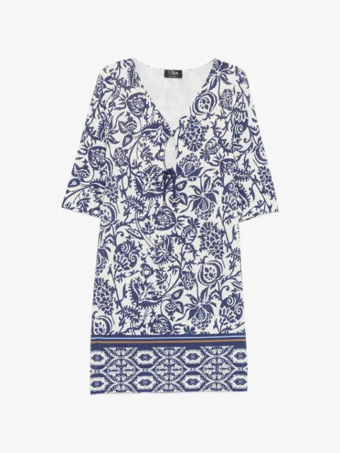 Clips floral-print tie-front mini dress