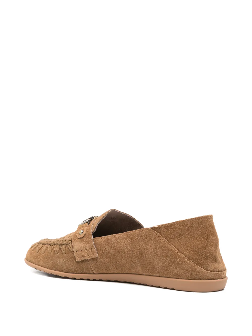 Mou logo-plaque whipstitch-trim loafers Bruin