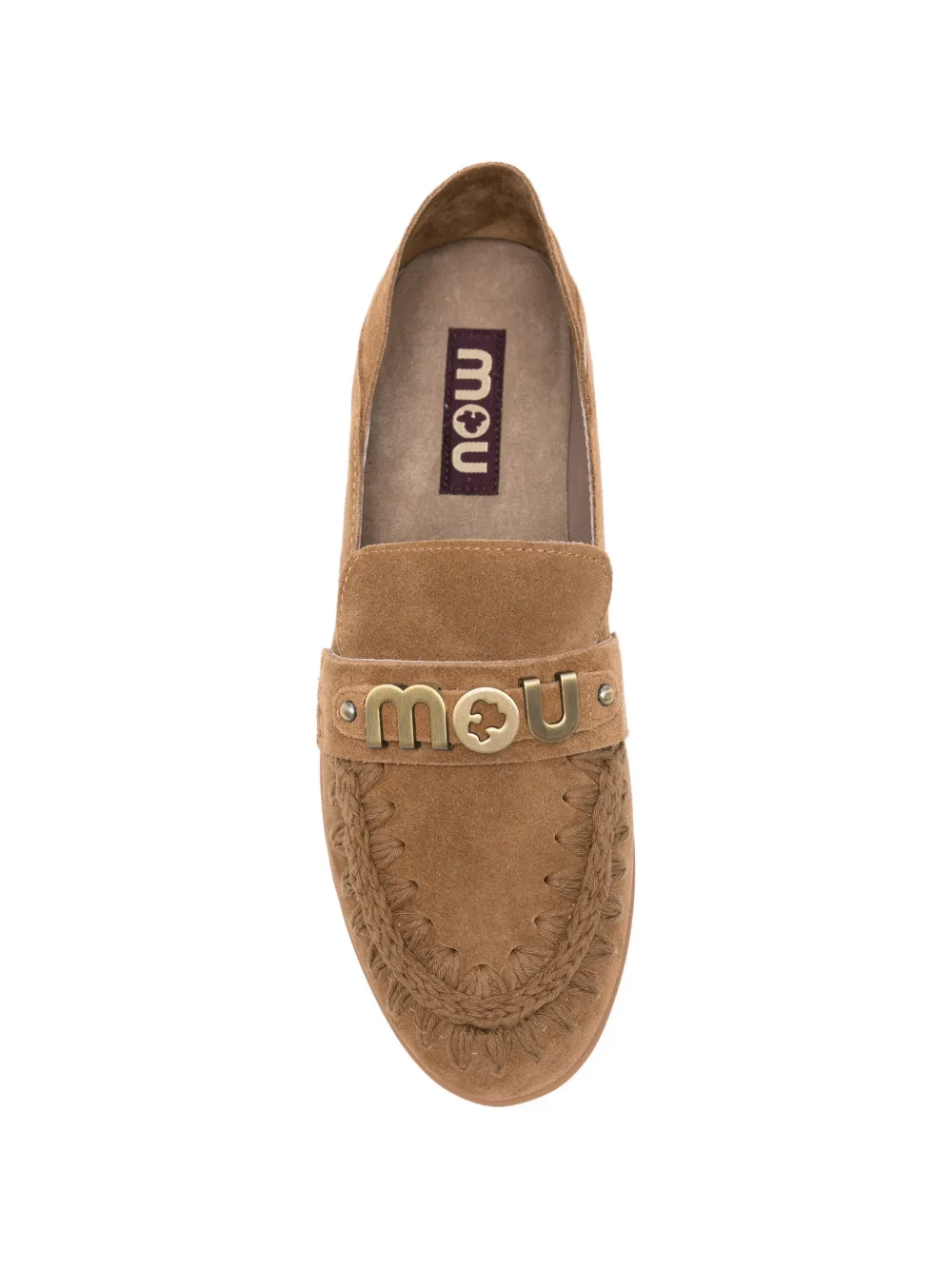 Mou logo-plaque whipstitch-trim loafers Bruin