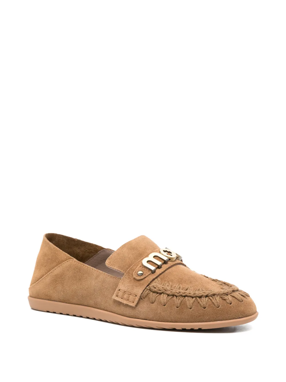 Mou logo-plaque whipstitch-trim loafers Bruin
