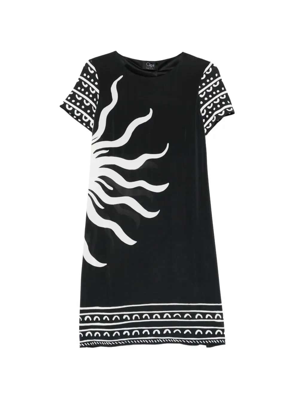 Clips graphic-print short-sleeve dress - Nero