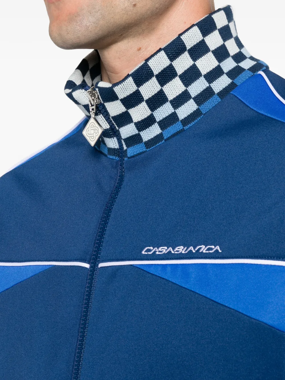 Casablanca Cyber Tricot jack met geruit vlak Blauw