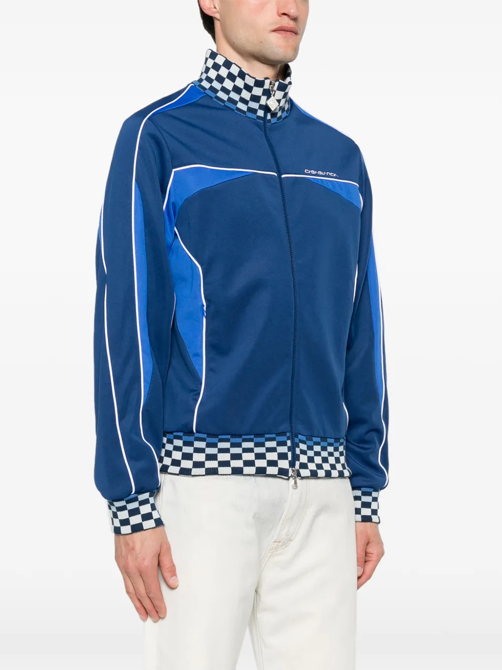 Casablanca Cyber Tricot jack met geruit vlak Blauw