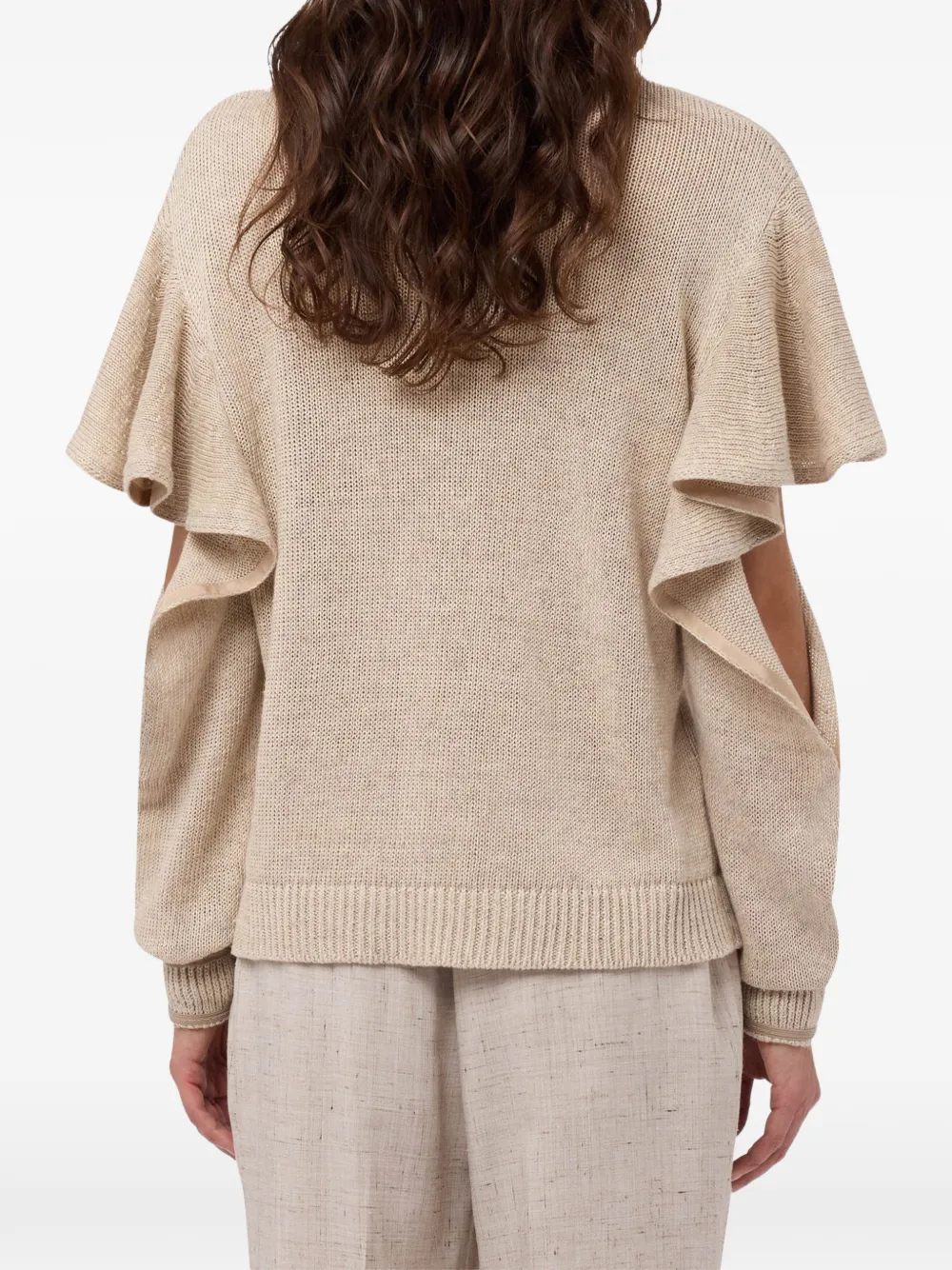 Moschino Gebreide trui met ruchemouwen Beige