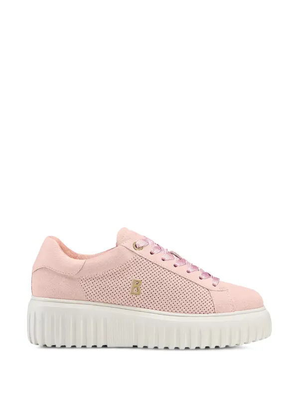 Bogner Singapore Perforated Platform Sneakers in Pink