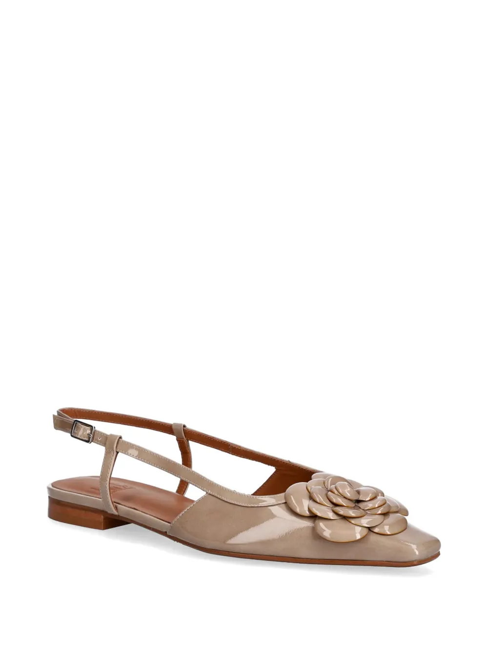 BILLI BI floral-detail slingback ballet flats Beige