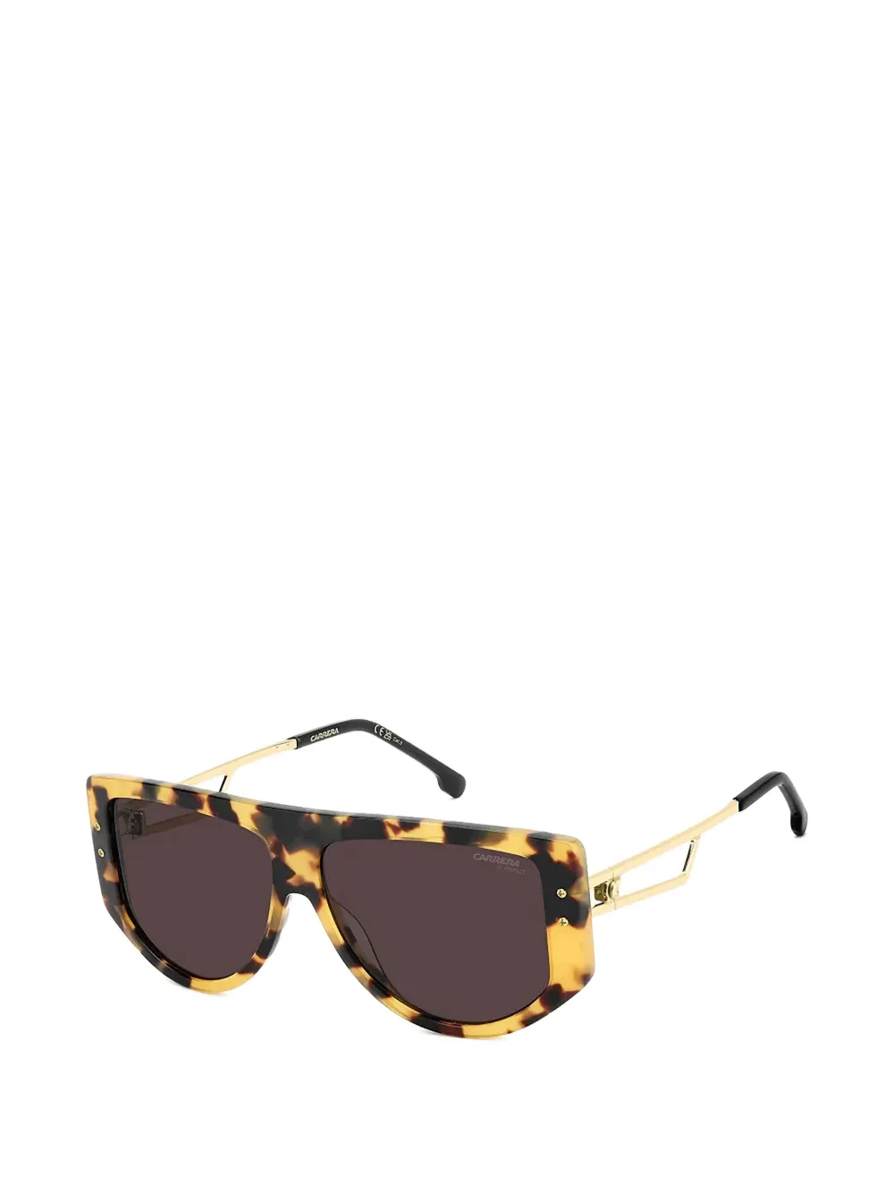 Carrera Zonnebril met geometrisch montuur met schildpadschild design Bruin