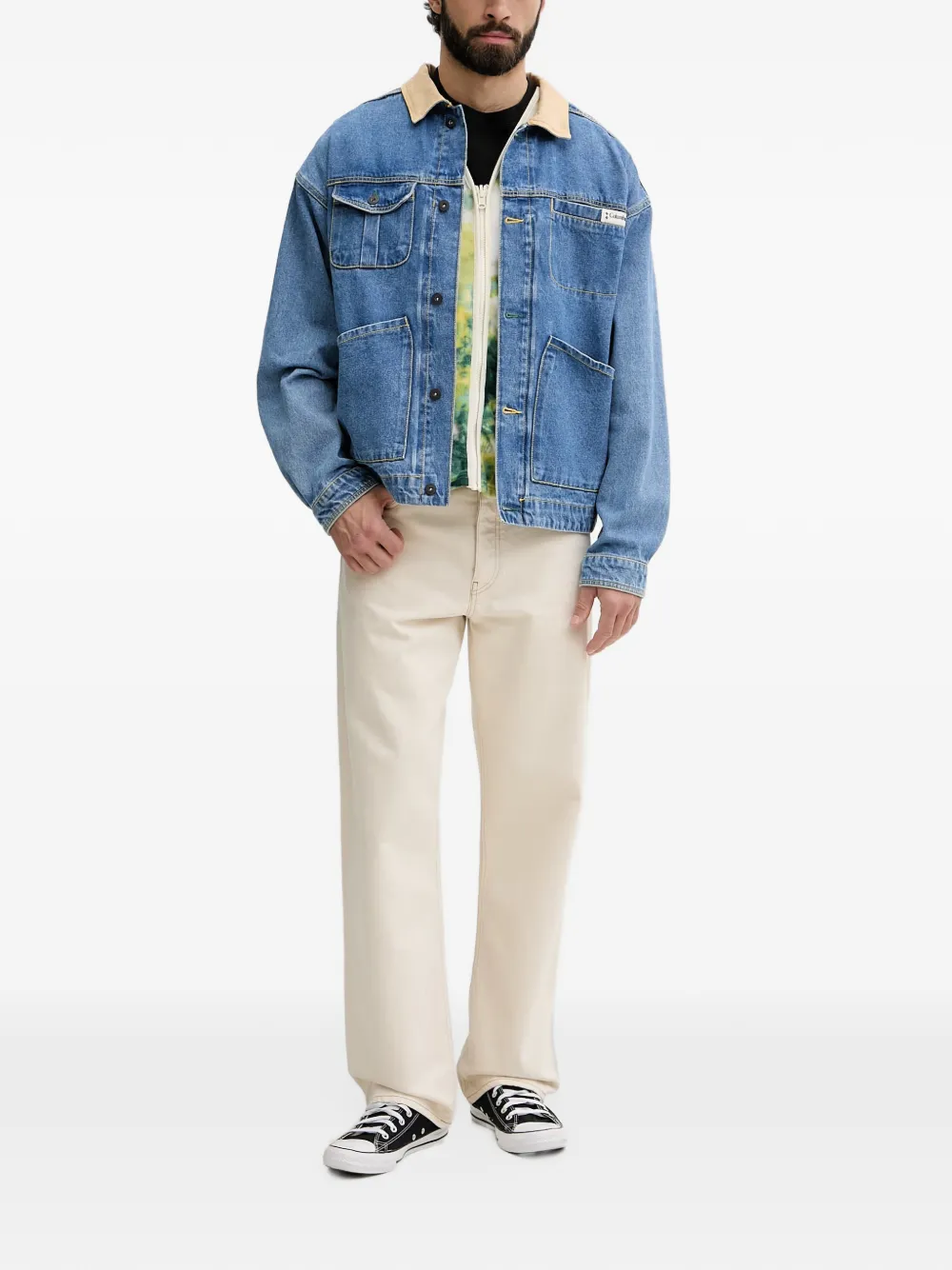 Columbia Sportswear Set van twee Acker Rock denim jacks met contrasterende kraag en opgestikte zak Blauw