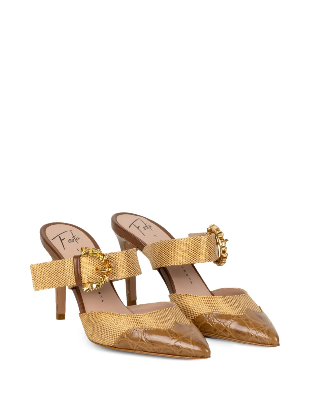 Roberto Festa Camilla muiltjes met gespbandje Beige