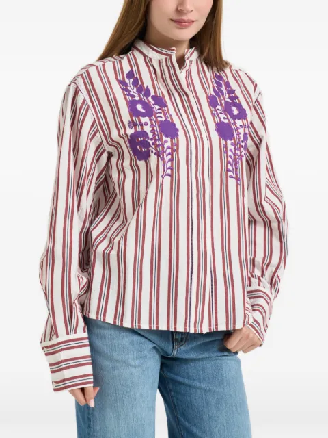 Antik Batik Miradi striped-pattern embroidered shirt