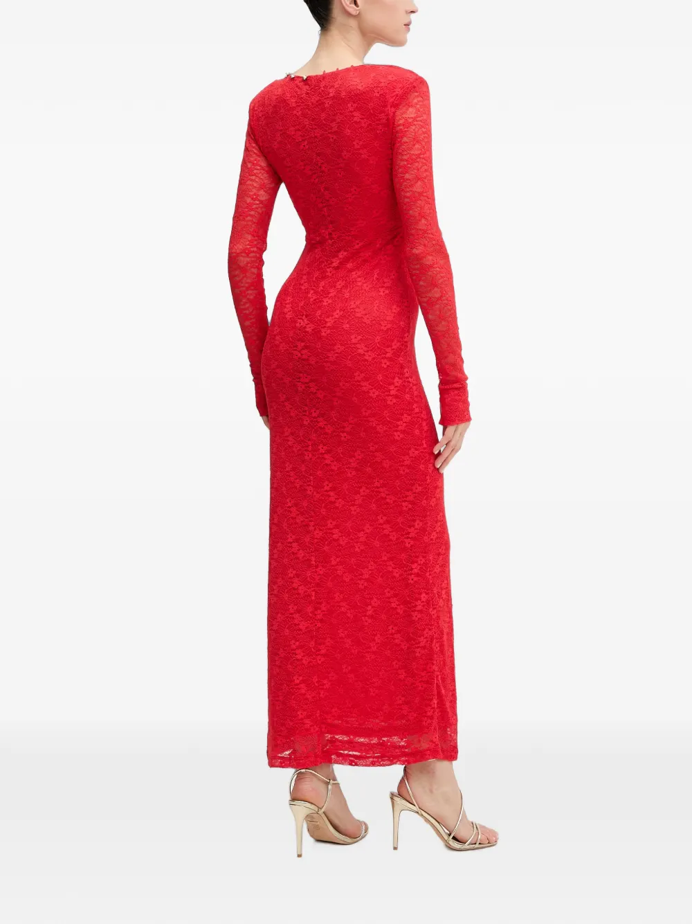Bardot Zenia midi-jurk met kanten laag en V-hals Rood