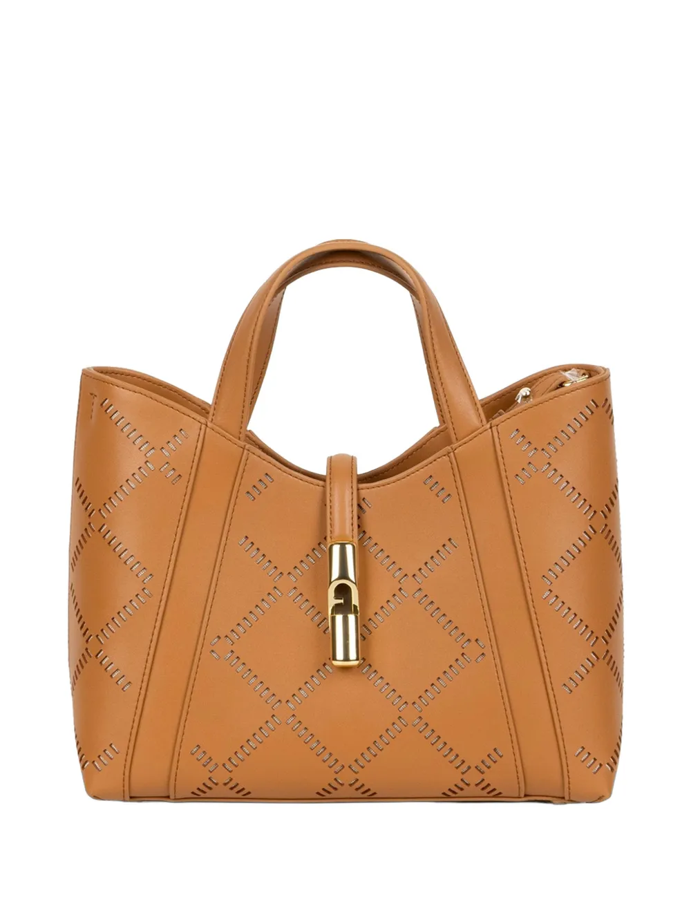 Furla Small Goccia Perforated Tote Bag In Neutral