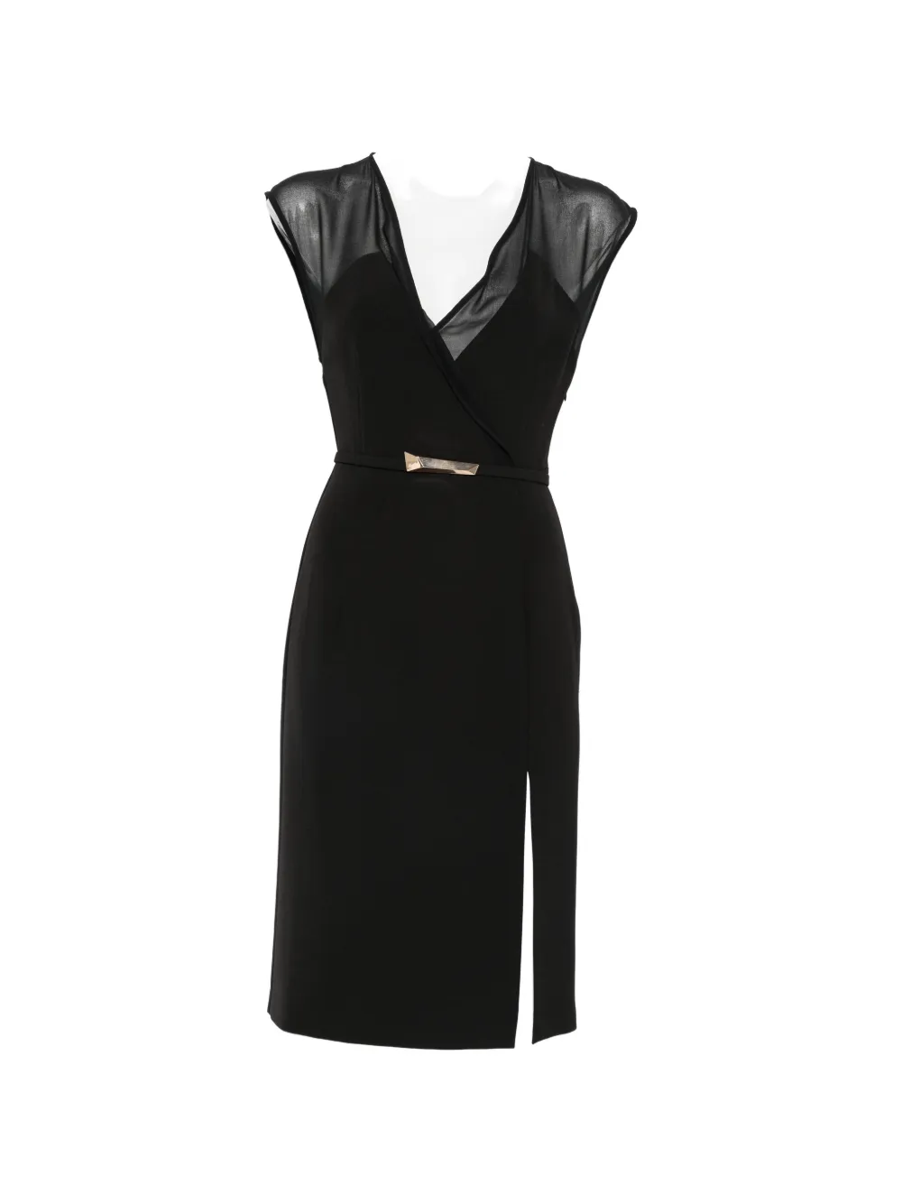 SIMONA CORSELLINI sheer-panel belted mini dress - Nero