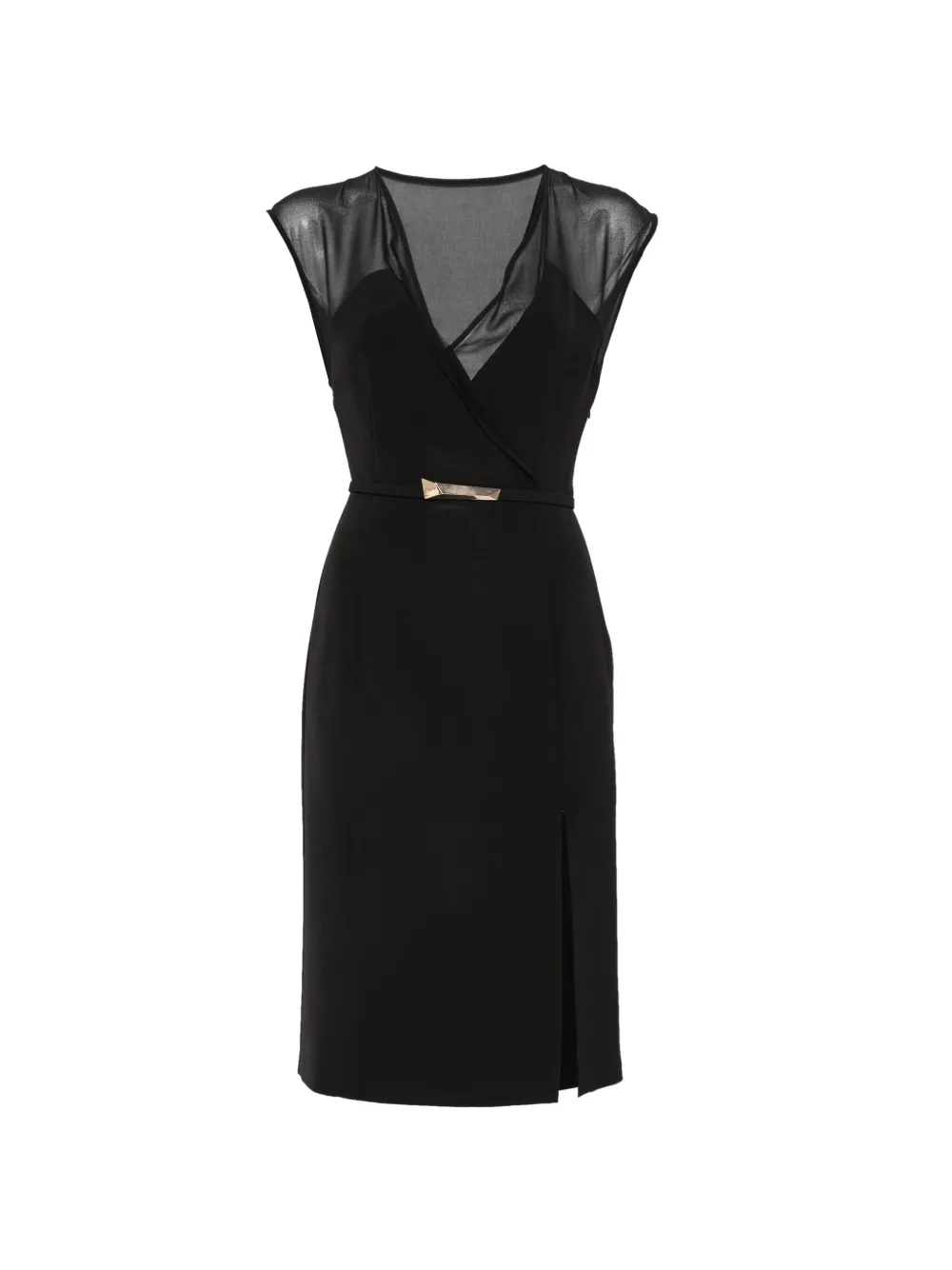 SIMONA CORSELLINI sheer-panel belted mini dress - Nero