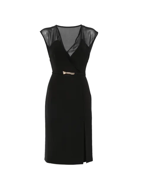 SIMONA CORSELLINI sheer-panel belted mini dress