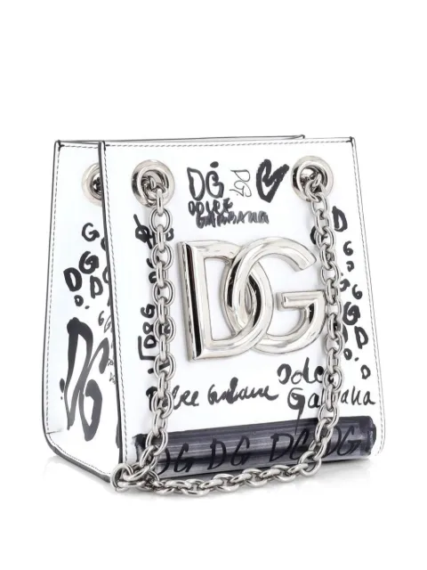 Dolce & Gabbana Pre-Owned 3.5 Chain Bucket Bag Graffiti Printed Leather tote bag