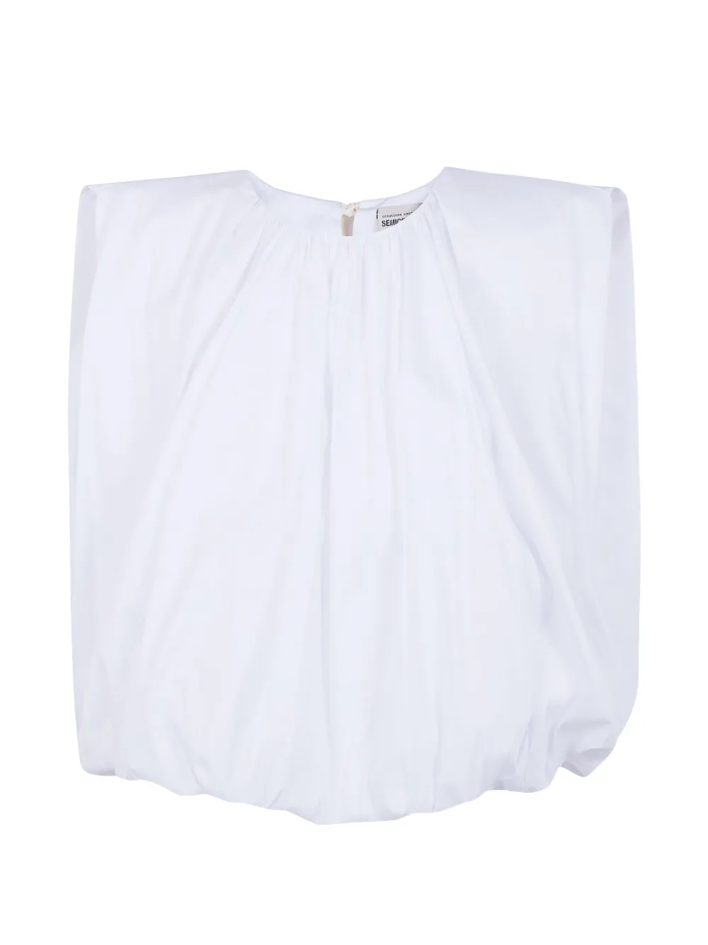 Semicouture Pearl padded-shoulder gathered blouse - Bianco