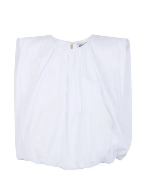 Semicouture Pearl padded-shoulder gathered blouse