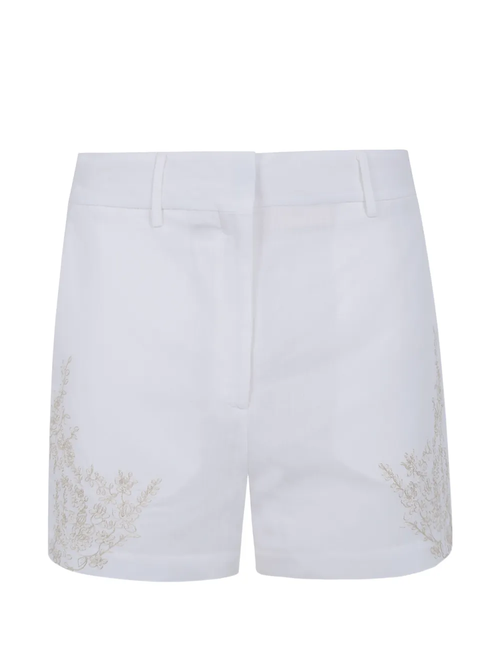Semicouture floral-embroidered linen shorts - Bianco