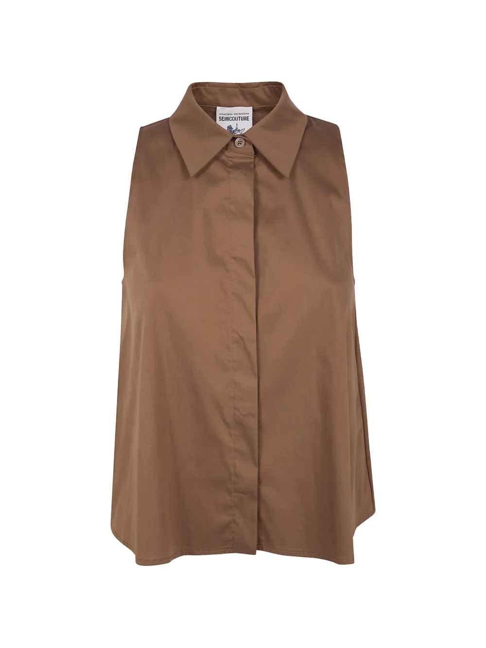 Semicouture Quanta sleeveless box-pleat shirt - Braun