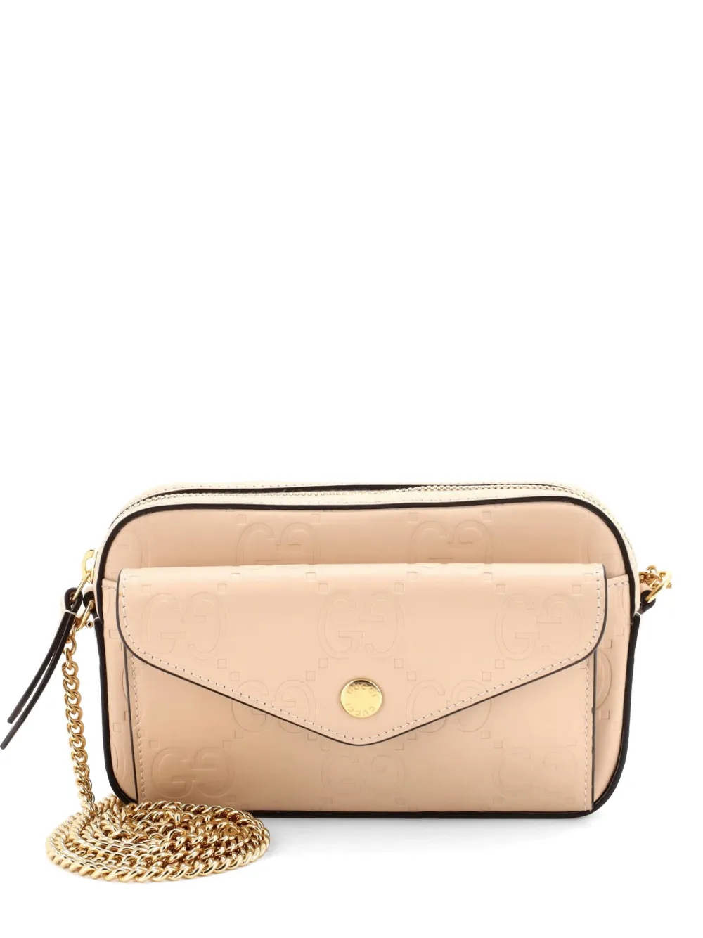 Gucci Pre-Owned Front Pocket Chain Shoulder Bag Jumbo GG Embossed Leather Super Mini crossbody bag - Toni neutri