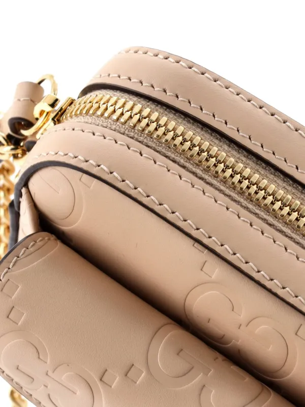 GUCCI ケース チェーン付き ベージュ Gucci Pre-Owned Front Pocket Chain Shoulder Bag Jumbo GG Embossed