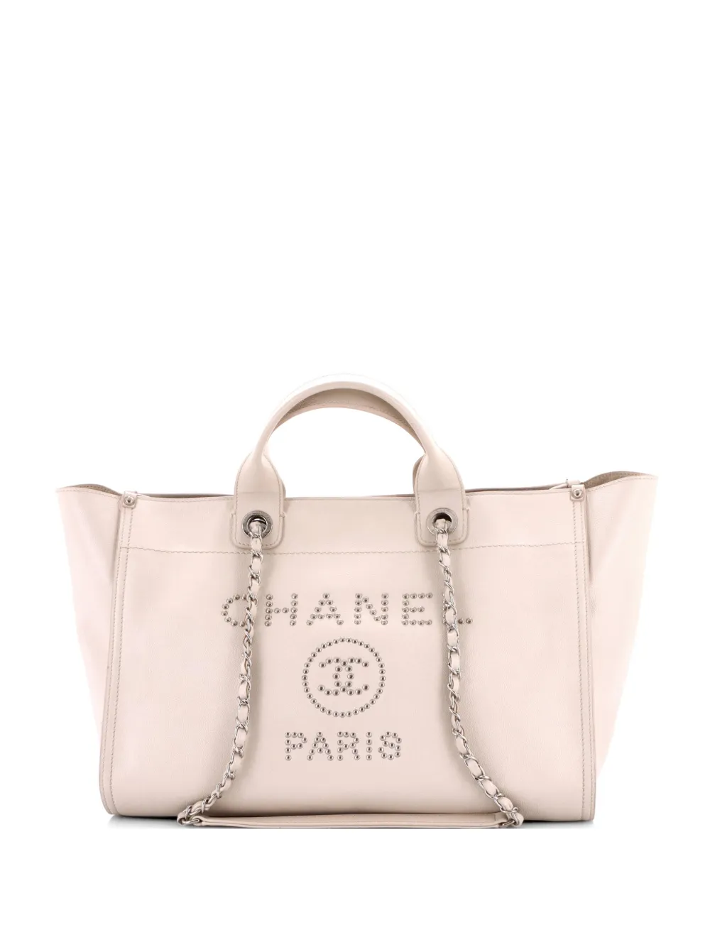 CHANEL Pre-Owned Deauville Studded Caviar Medium tote bag - Bianco