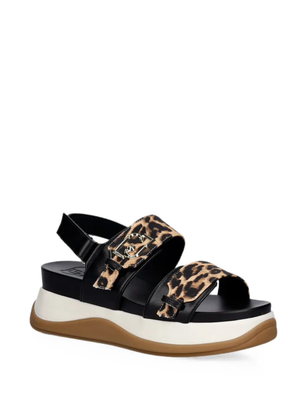 LIU JO leopard-print logo-plaque sandals Zwart
